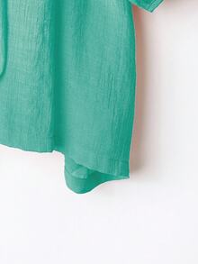 EMERY ROSE 大码夏季休闲纯色插肩袖衬衫 - 薄荷綠 - 查看 4