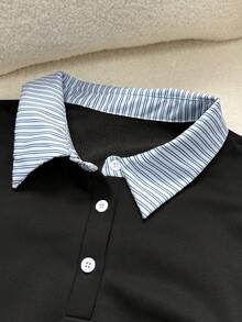 INAWLY Women's Casual Striped Patchwork Sweatshirt, Autumn/Winter