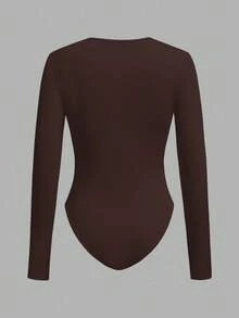 SHEIN BASICS 2件装女士纯色圆领长袖休闲T恤连体衣 - 彩色 - 查看 7