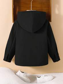 SHEIN Young Boys Casual Everyday Versatile Comfortable Thermal Lined Hooded Zip-Up Jacket, Suitable For School, Garden, Beach, Birthday, Spring, Summer, Fall, Winter - Multicolor - View 3