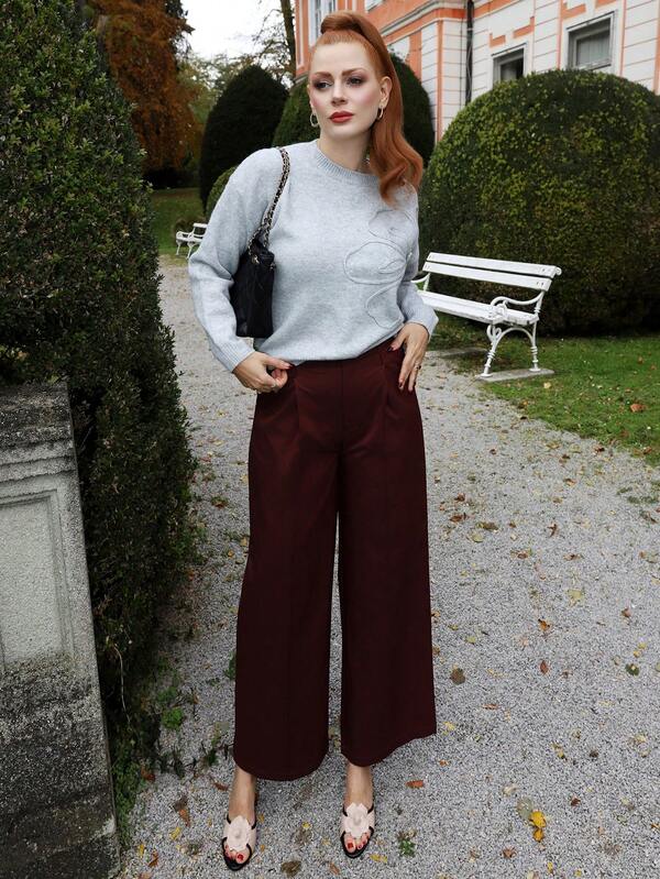 Gretanique Early Spring New Burgundy High-Waist Straight-Leg Pants With Matching Vintage Belt, Elegant Minimalist Style Suitable For Daily And Work Wear Petite In Woman Clothing Women Pants Women Dress Pants Business Casual Woman Women Pants Pants For Women Pants For Women Petite Women Wide Leg Pants Fall Cloth For Women