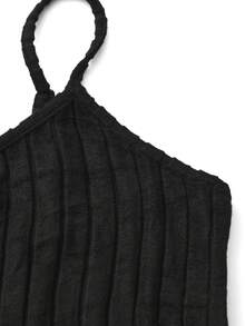 SHEIN Essnce 大码女装时尚返校季服装秋季服装黑色上衣秋季上衣休闲通勤秋季纯色黑色内衬打底衫和外层吊带背心四件套上衣 - 黑色 - 查看 5