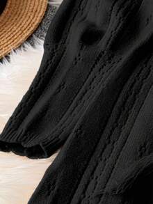 Franclia 女式法式优雅前扣针织毛衣裙 - 黑色 - 查看 5