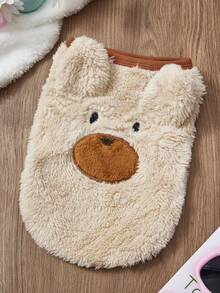 PETSIN 1件冬季服装带毛绒保暖，宠物奶狗米色耳朵，熊奶狗可爱狗衣服，泰迪雪纳瑞猫衣服 - 米色 - 查看 1