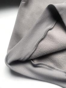 SHEIN 2 pezzi Set di felpa a maniche lunghe con grafica di grandi lettere in stile coreano casual di strada e pantaloni a vita elastica di colore unito, adatto per il ritorno a scuola, compleanni, festa di nascità, feste di vacanza, autunno/inverno - Grigio - Visualizzare 10