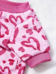 PETSIN 1 件玫瑰红色加厚保暖法兰绒宠物服装 - 玫紅色 - 查看 7