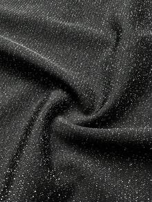 Viva Relle Plus Size Women's Elegant Backless Knit Dress, Sparkly Fabric, Round Neck, Waist Cinched, Sexy Party Gown, Fashion Statement, Versatile, Suitable For Spring, Autumn, Winter - Black - View 7