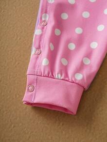 SpongeBob SquarePants | SHEIN Baby Girl Casual Cute Cartoon Patchwork Print Long Sleeve Jumpsuit - Purple - View 6