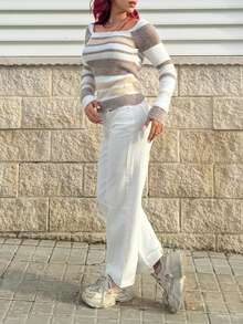 Bearsaez Quần Jeans Ống Thẳng Màu Trắng Đa Năng Thường Ngày - trắng - Xem 4