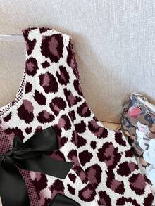 Franclia Áo len cardigan dệt kim không tay họa tiết da báo kiểu Pháp cỡ lớn cho nữ, thời trang, thường ngày, đa năng, nhiều lớp - Nhiều màu - Xem 6