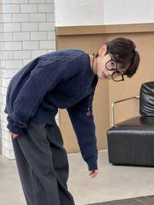 DAZY 秋季大码男童宽松纯色圆领长袖基本款毛衣