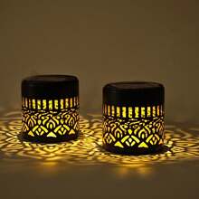 太阳能曼陀罗铁艺壁灯，暖光LED灯，防水，适用于庭院、草坪、公园 - 黑色 - 查看 7