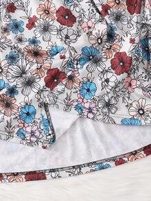 Sparklyn Tween-Mädchen Lässiges Kleid mit floralem Patchwork-Muster und Kunstperlenverzierung, Herbst - Verschiedenfarbig - Übersicht 7