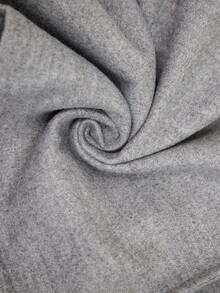 Modelyn Mantel Jubah Wol Warna Polos Ukuran Besar, Musim Gugur/Dingin - Grey - View 8