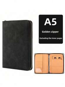 商务拉链笔记本 A5 活页本 学习用品 办公笔记本 多功能仿皮会议记录本 带卡槽和手机支架，学习用品，返校季 - A5 - 查看 26