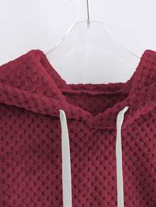 GlowEve 2025 Autumn/Winter Casual Everyday Wear High-End Design Patchwork Contrast Color Hooded Sherpa Fleece Oversized Long Sleeve Sweatshirt, Versatile - Burgundy - View 6
