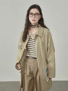 Blusa suéter para mujer manga larga cuello polo rayas beige negro casual dama cómoda suave ligera elegante otoño invierno oficina diario estilos acogedores de otoño&invierno blusas para mujer suéteres de mujer moda coreana básica moderna - Beis - Ver 7