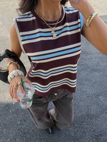 Siren Gaze Women's Casual Striped Sleeveless Top Summer - Multicolor - View 4