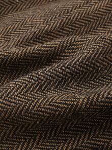 GlowEve Elegant Retro Women's Overcoat With Herringbone & Floral Decor - Coffee Brown - View 5