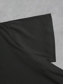 Manfinity Dauomo 男士休闲鹰字母印花T恤，夏季 - 黑色 - 查看 4