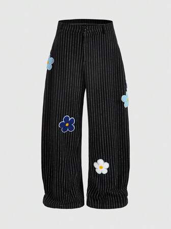 Street Life Men's Casual Street Floral Wool Blend Cropped Pants, Autumn/Winter