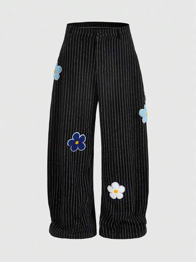 Street Life Men's Casual Street Floral Wool Blend Cropped Pants, Autumn/Winter