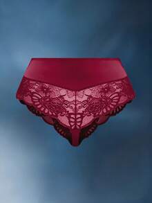 EmpressEnvy 1件加大码纯色蕾丝拼接性感优雅丁字裤