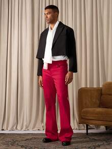 RivetRise Men's Casual Red Horseshoe Slim Fit Flared Jeans - Red - View 3