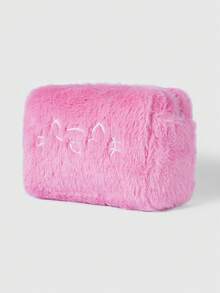 ROMWE Grunge Punk Embrague esponjoso con bordado de gato lindo y de moda - Rosa - Ver 2