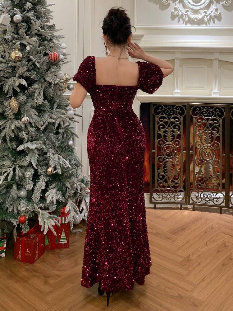 Women's Elegant Party Sequin Mermaid Dress Christmas New Years Women Outfit Carnival Sparkly Dress
