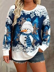 قميص كاجوال بياقة طاقم وأكمام طويلة مطبوع بقلوب أومبري لحفلات عيد الميلاد، مقاسات كبيرة للنساء، ملابس علوية للربيع - متعدد الألوان - مشاهدة 5