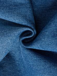 Manfinity Denimwave Autumn/Winter Streetwear Washed Blue Straight Loose Fit Embroidered Slogan Jeans Baggy Jeans Y2k