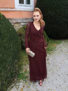 Gretanique Romantic Ruffle Long Sleeve Maxi Dress, Sweet Dating Travel Autumn Elegant Woman Dresses For Valentine's Day, Holiday, Formal Occasions, Midi Dresses For Summer, Casual Dresses, Wedding Dresses Birthday Dresses, Evening Gowns For Fall & Summer,Tea Party Dress - Brown - View 5
