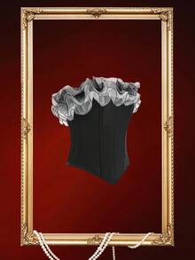 Áo ba lỗ bó sát viền bèo nhún màu đen dành cho nữ - màu đen - Xem 3