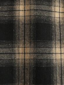 Manfinity Homme 男士格子长袖单排扣休闲宽松衬衫 - 卡其色 - 查看 4