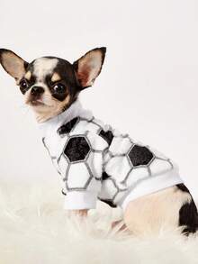 PETSIN 1 Black And White Football Flannel Pet , Thick White Flannel Warm Pet Clothing - White - View 3