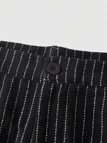 ROMWE MEN Street Life Men's Casual Street Floral Wool Blend Cropped Pants, Autumn/Winter - Black - View 4