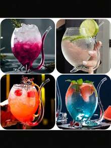 吸血鬼风格酒杯，创意有趣的鸡尾酒杯，餐具，内置吸管的独特酒杯，用于盛放果汁、鸡尾酒、葡萄酒、冰淇淋和香槟的新奇酒杯，过滤酒杯和葡萄酒用具，适用于酒吧、酒馆、俱乐部、家庭、节日、餐厅和家庭聚会。 - 透明款 - 查看 5