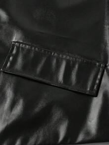 EASEVO 加大码男士时尚性感纯色单排扣V领夹克 - 黑色 - 查看 4