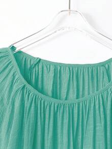 EMERY ROSE 大码夏季休闲纯色插肩袖衬衫 - 薄荷綠 - 查看 5