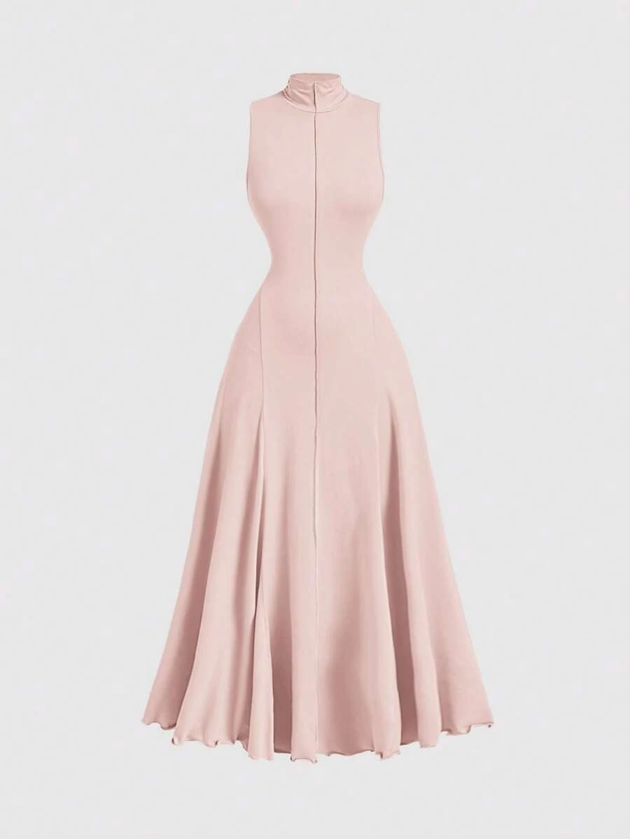 SHEIN MOD Váy dài thanh lịch không tay, váy dạ hội, váy dạ hội kiểu Pháp. - Màu Hồng baby - Xem 1