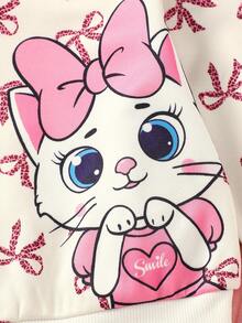 SHEIN Bộ 2 áo hoodie họa tiết trái tim mèo dễ thương cho bé gái và quần cạp chun, mùa thu/đông - Nhiều màu - Xem 3