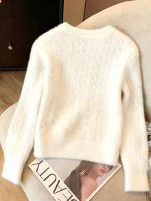 Airaco Women's Casual Solid Color Knit Sweater, Autumn/Winter