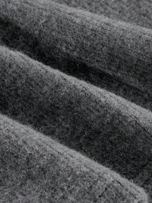 SHEIN MOD High Waist Metal Belt A-Line Knitted Fleece Fabric Skirt, Autumn/Winter - Dark Grey - View 4