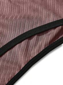 EasyFave Sutiã sem aro plus size com patchwork de letras e fita adesiva - Castanho Café - Ver 4