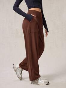 OutZeal Women Sports PantsCasual Yoga Lounge Summet Spring Quick-Dry Buttery Soft High Waist Straight Leg Solid Color Active Bottoms - Brown - View 7