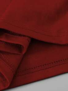 4pcs/Set Young BoyCasual Solid Color Versatile Crew Neck Long Sleeve T-Shirts, Suitable For All Seasons - Burgundy - View 6