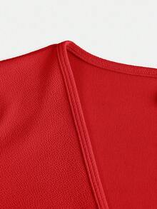 SHEIN Cardigan cu mânecă lungă, croit, culoare solidă, pentru adolescente