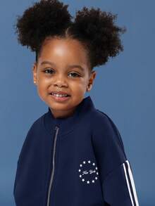 SUMWON Girls Zip Through Hoodie Wide Leg Jogger Co Ord Set Casual Comfortable Tracksuit Vacation - Navy Blue - View 6