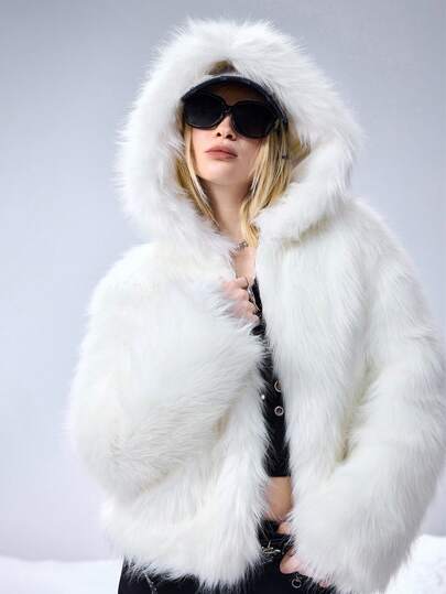 Grunge Punk Y2K Stylish Faux Fur Jacket For Women